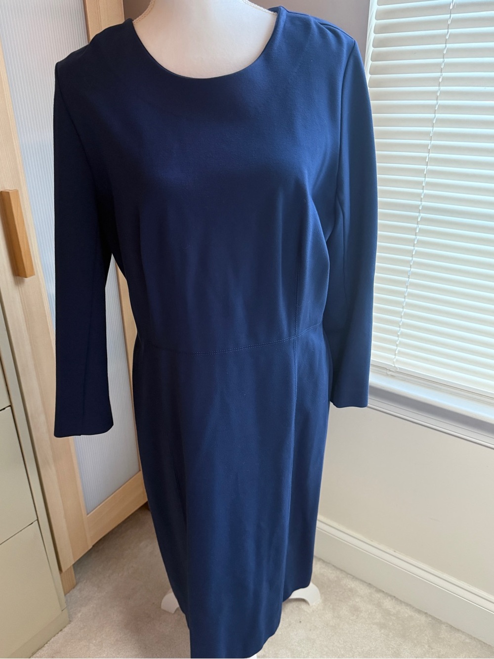 J. Crew Navy Long Sleeve Sheath Dress w/ Cute Zipper Details size 16